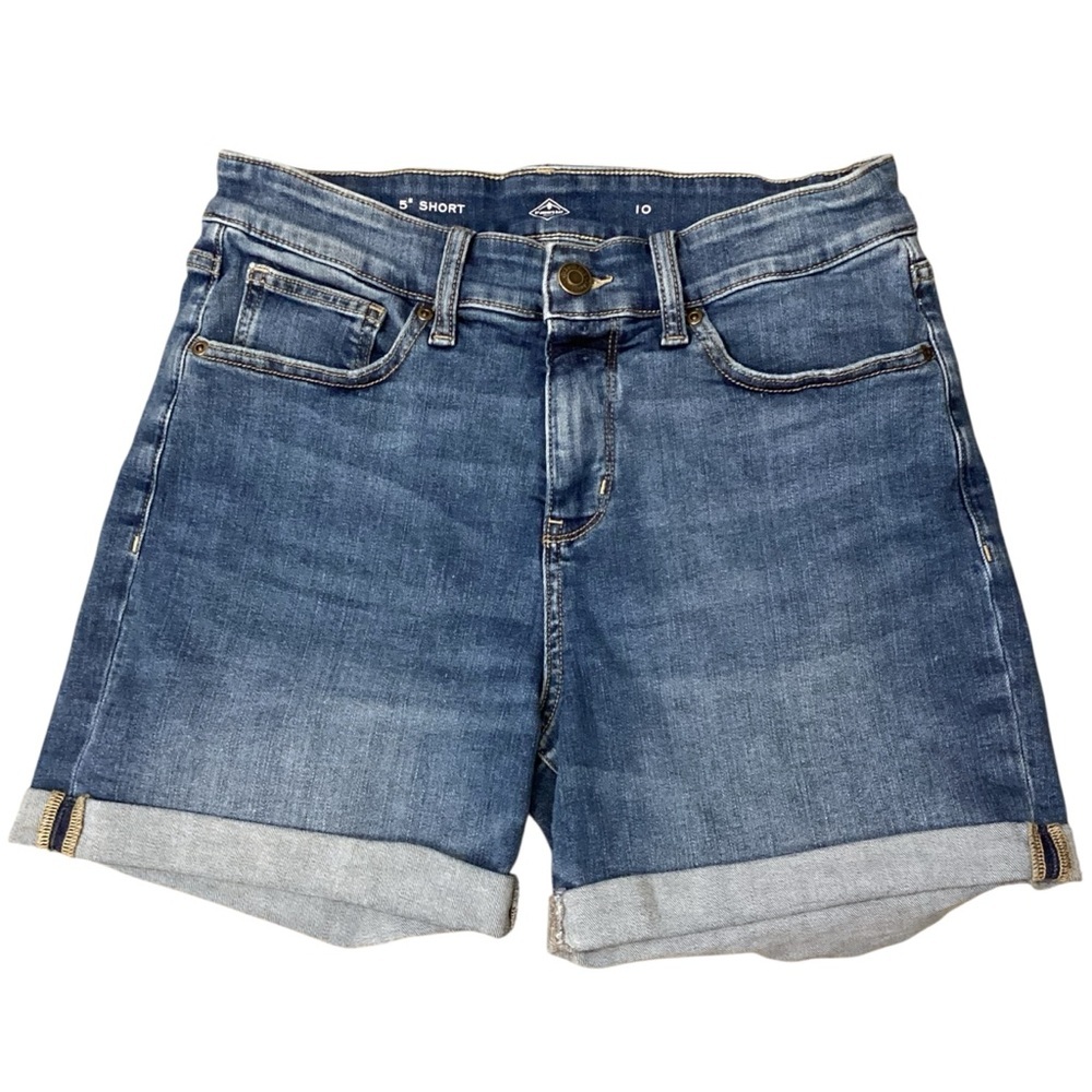 St. John’s Bay Soft Stretchy Rolled Sewn Hem Denim Shorts, Medium Wash - Size 10